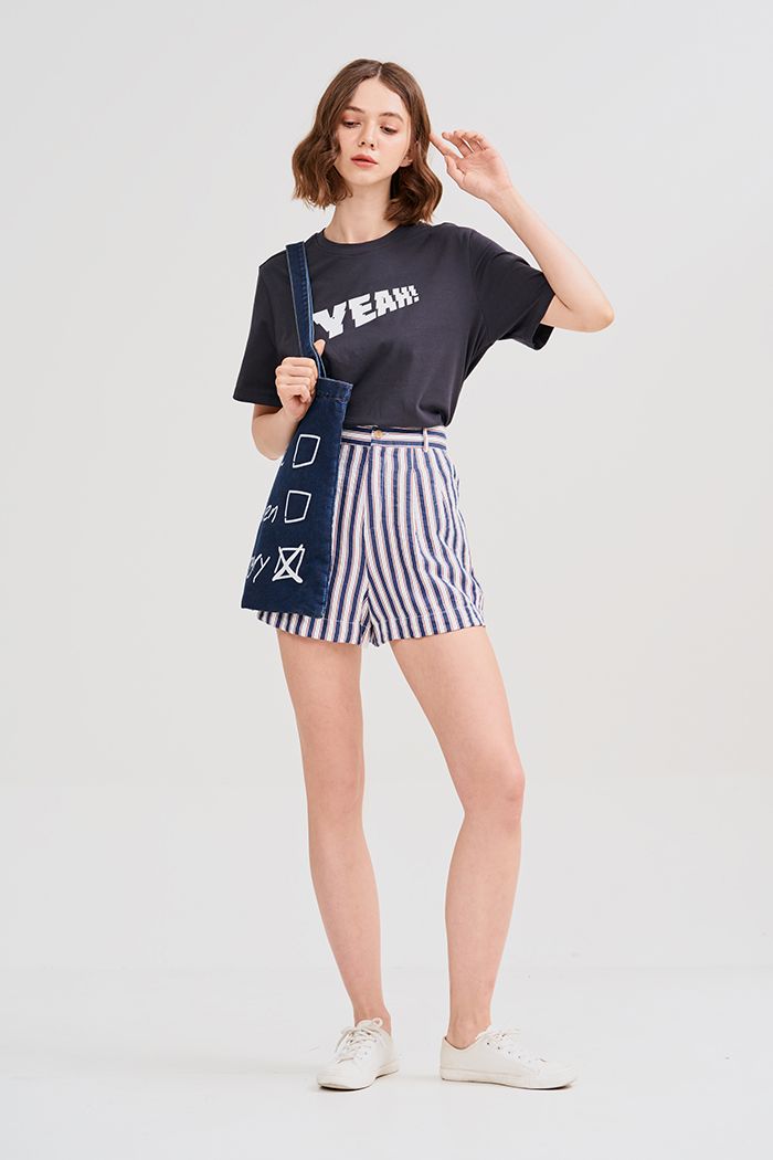 Quần short vải sọc 2 túi basis ss19