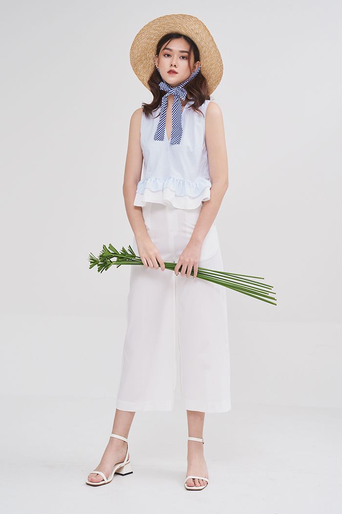 Áo croptop sát nách 2 tầng bèo phối màu