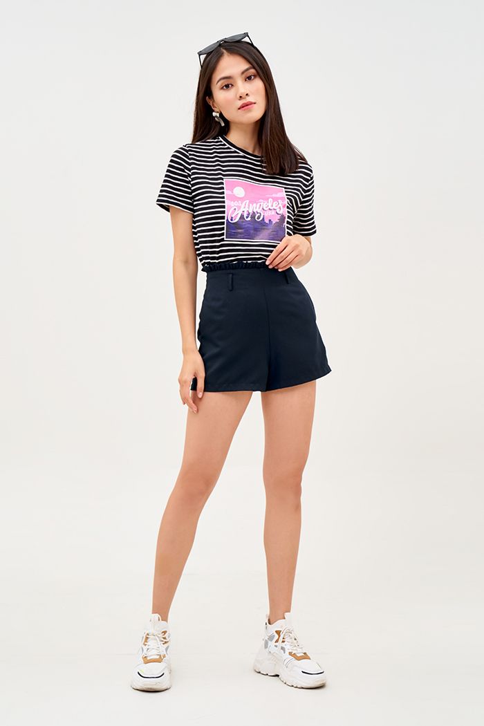 Quần short bèo lưng dây kéo dấu