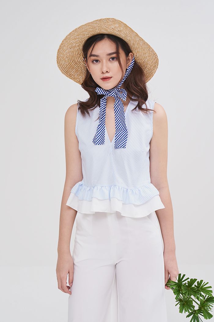 Áo croptop sát nách 2 tầng bèo phối màu
