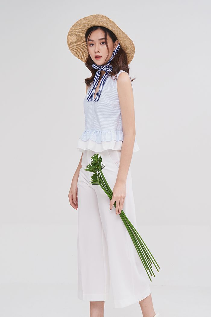 Áo croptop sát nách 2 tầng bèo phối màu
