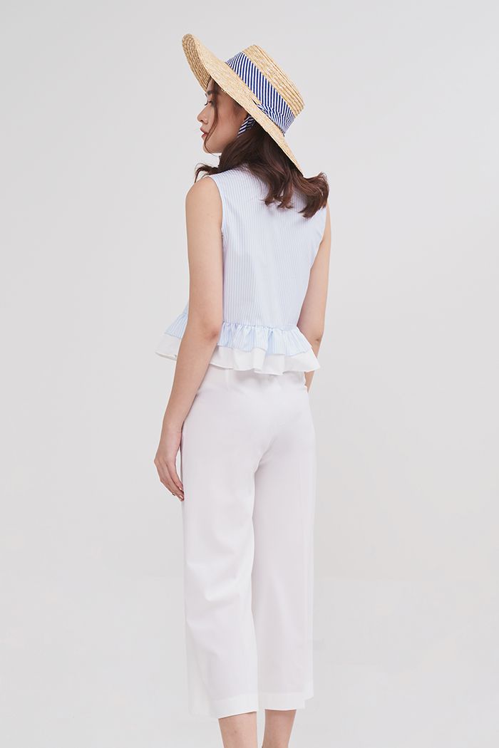 Áo croptop sát nách 2 tầng bèo phối màu