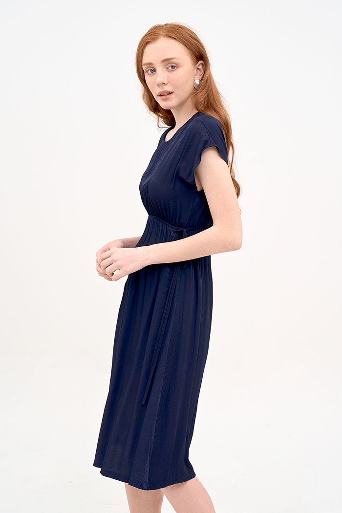 Đầm form colum midi rút eo