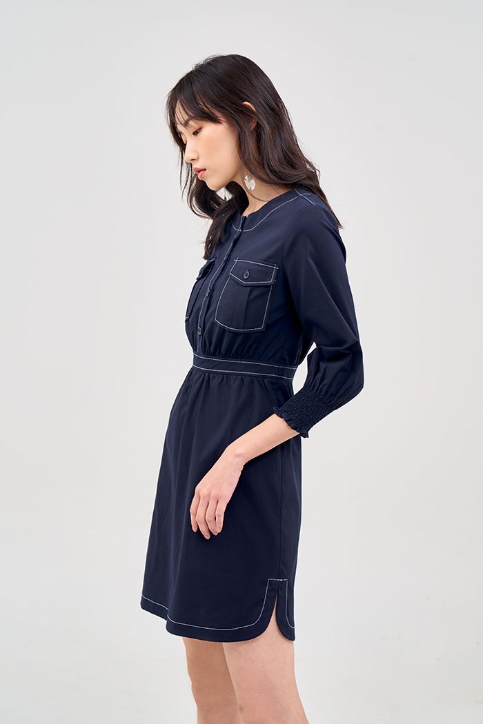 Đầm 2 túi hộp xẻ lai