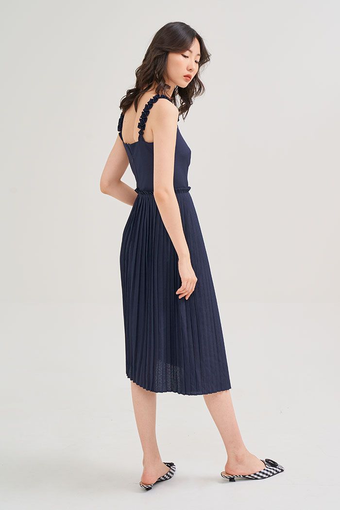 Đầm 2 dây midi dập li tùng