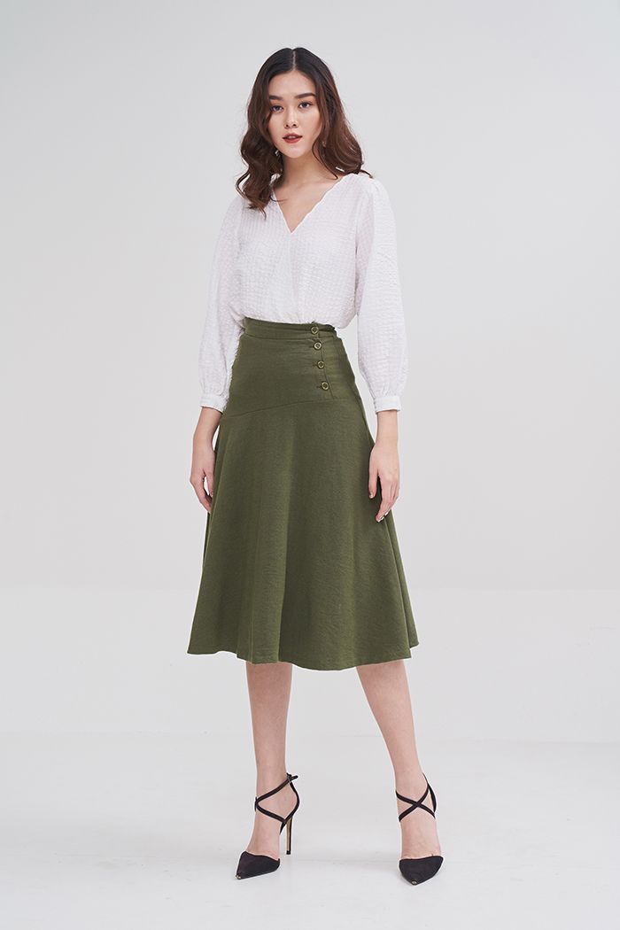 Váy midi rã xéo lưng liền