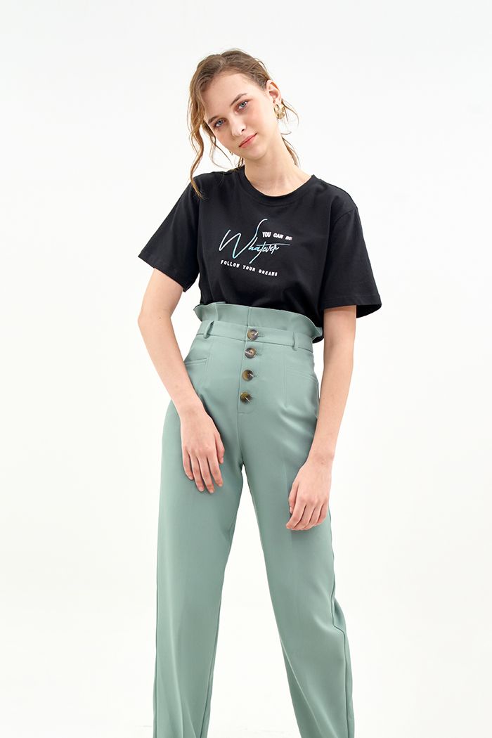 Quần dài bèo lưng đơn cài nút baget