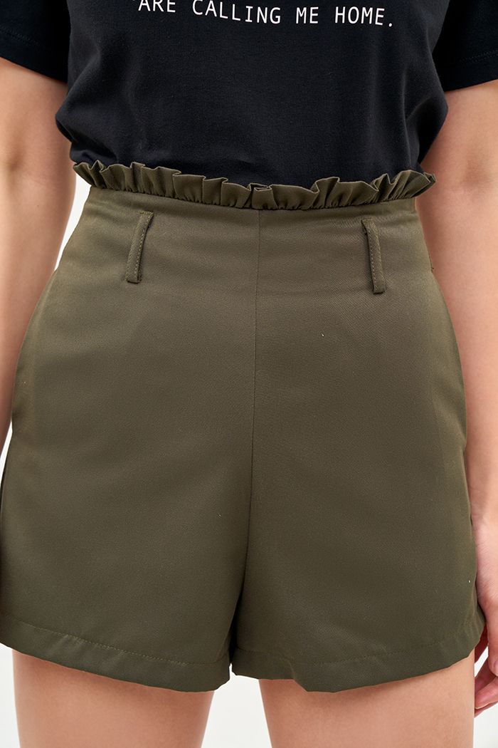 Quần short bèo lưng dây kéo dấu