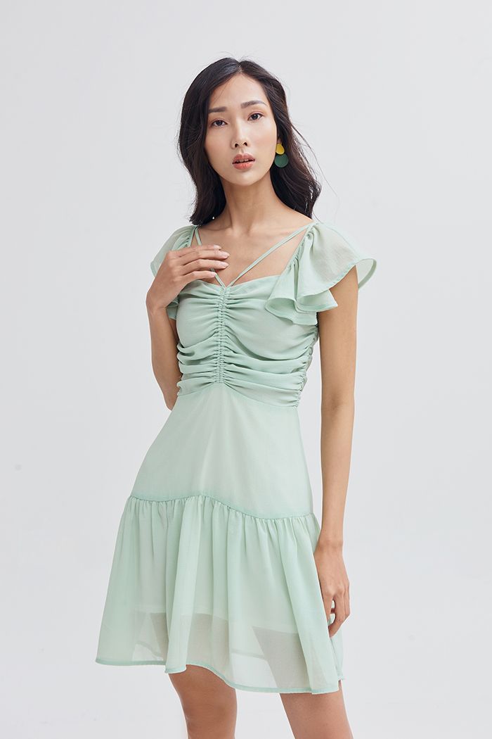 Đầm nhún rút dây ngực nhún rã tùng