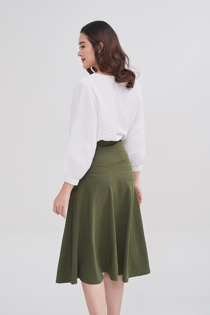 Váy midi rã xéo lưng liền