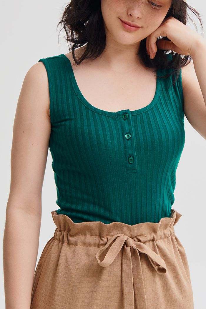 Áo thun 3 lỗ cổ tròn nẹp nút