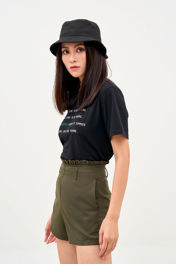 Quần short bèo lưng dây kéo dấu