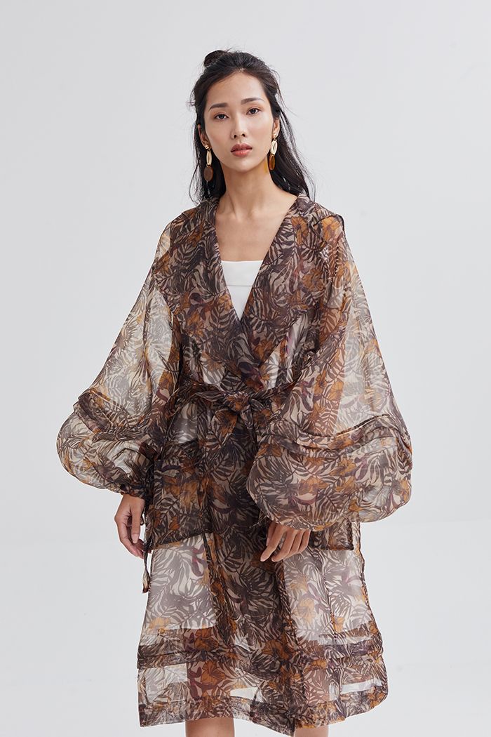 Áo khoác sheer nón oversize