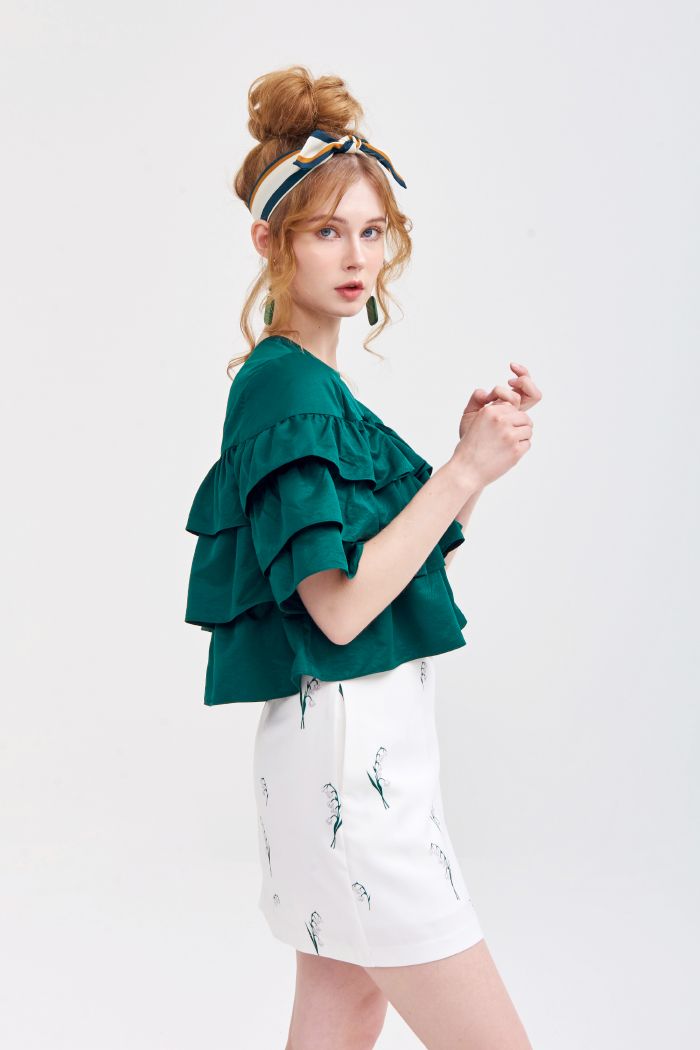 Áo bèo 3 tầng tay lỡ đính nơ