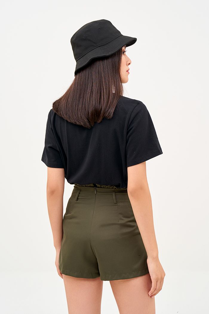 Quần short bèo lưng dây kéo dấu