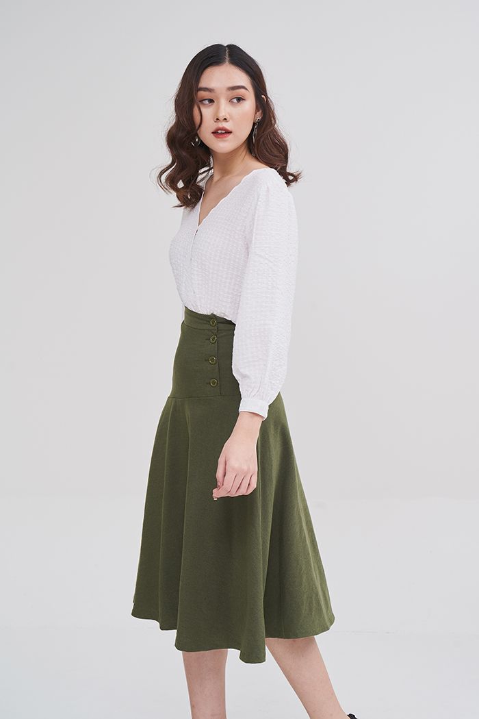 Váy midi rã xéo lưng liền