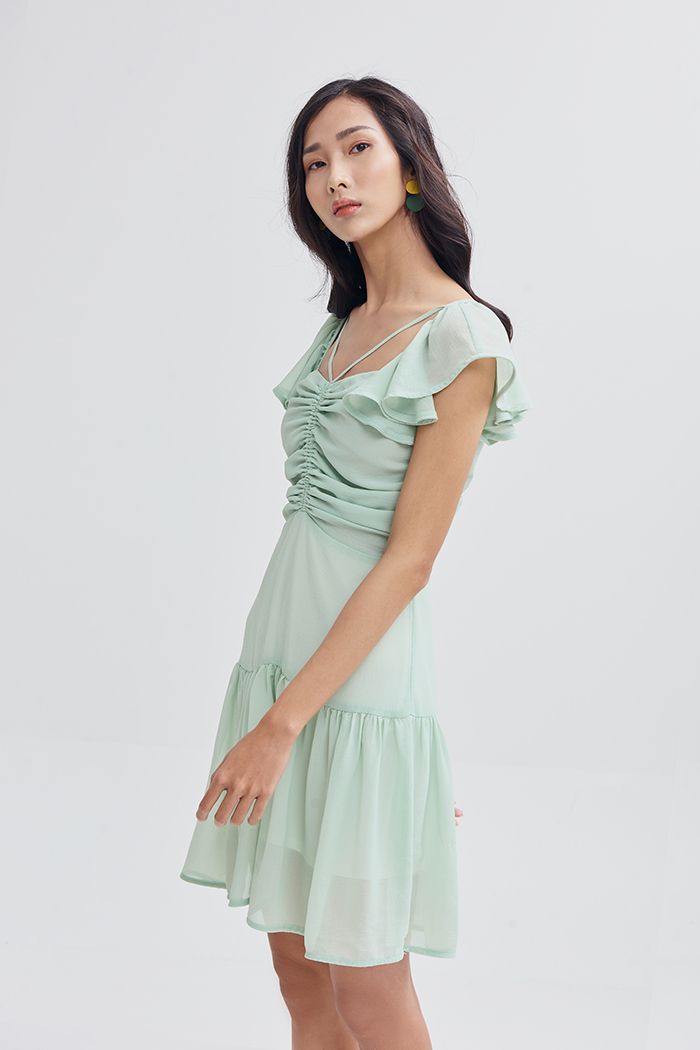 Đầm nhún rút dây ngực nhún rã tùng