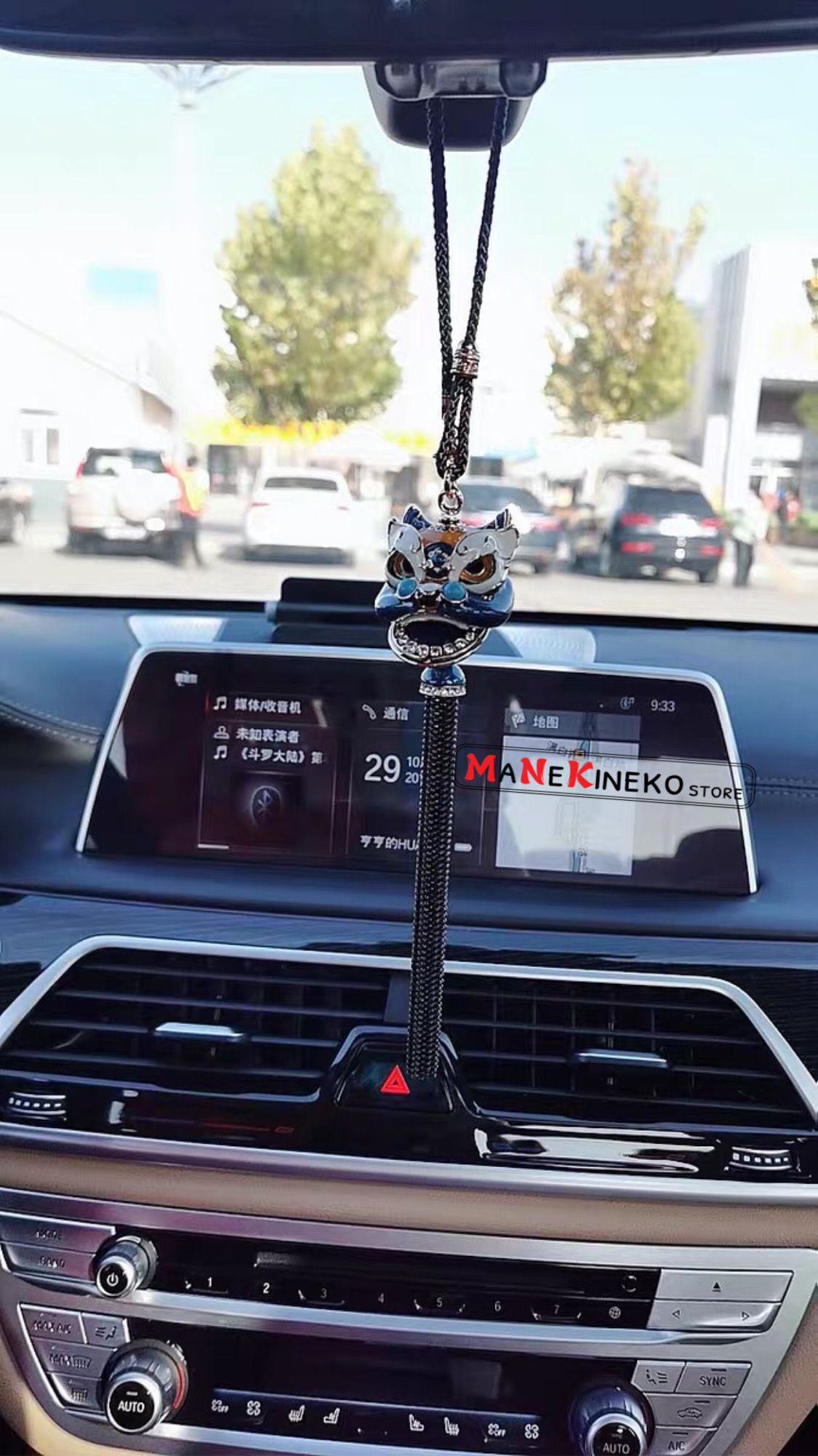 Móc treo oto đầu lân xanh
