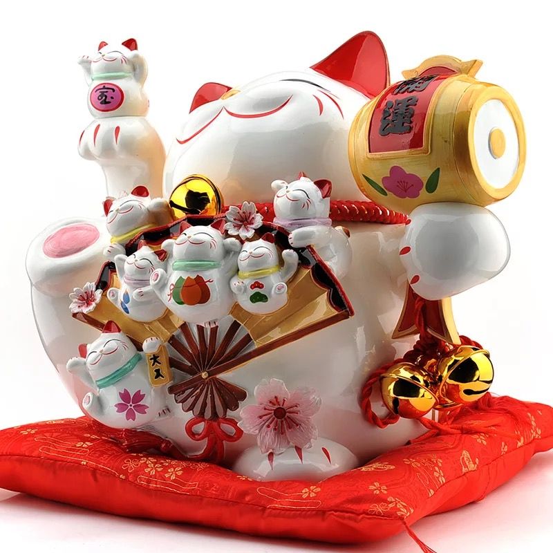 Mèo thần tài cầm trống 36cm