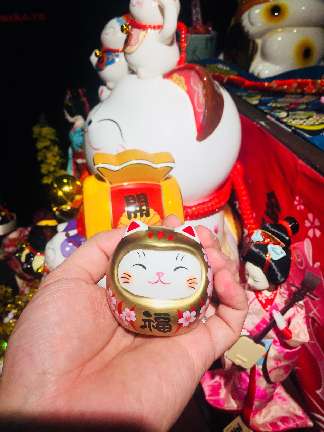 Mèo lật đật daruma 6,5cm