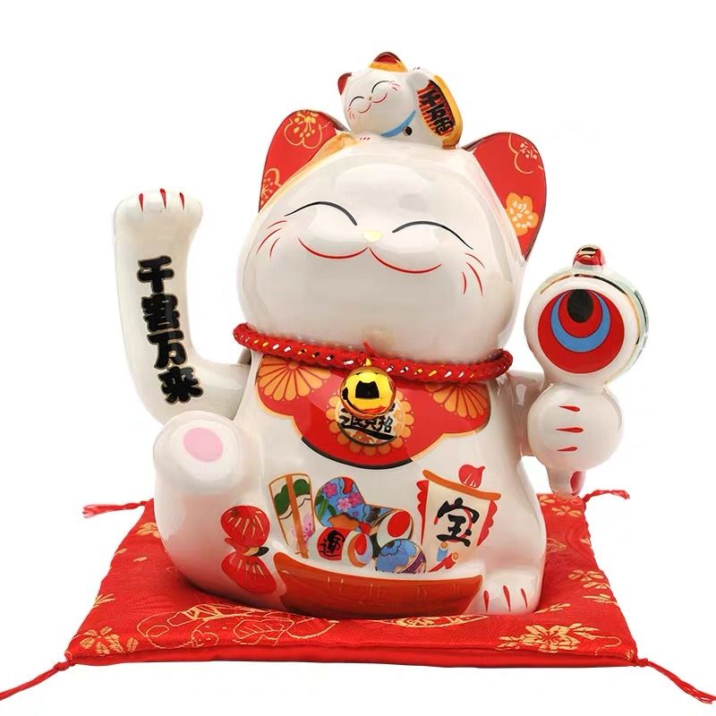 Mèo vẫy tay cầm trống 19cm