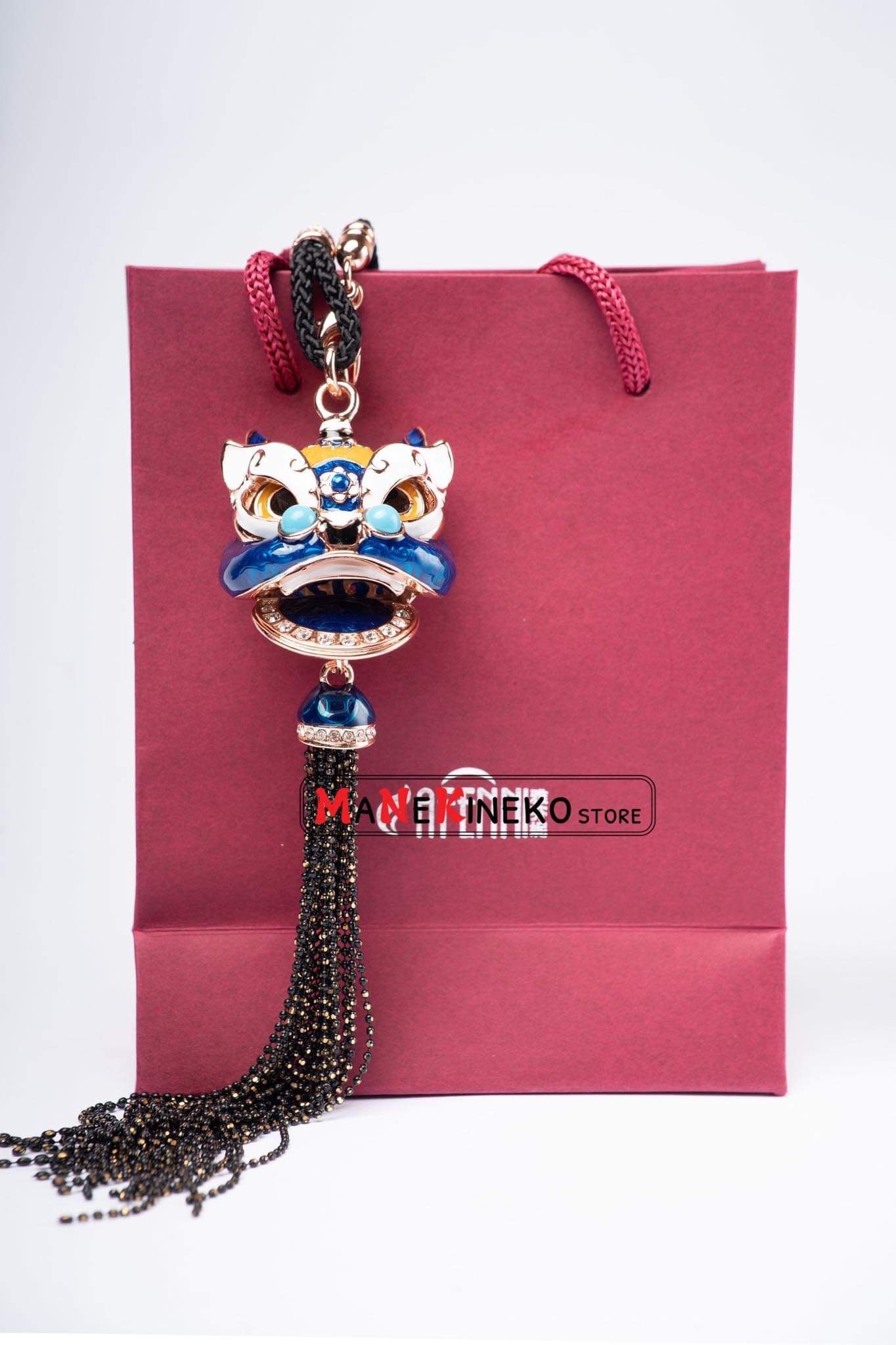 Móc treo oto đầu lân xanh