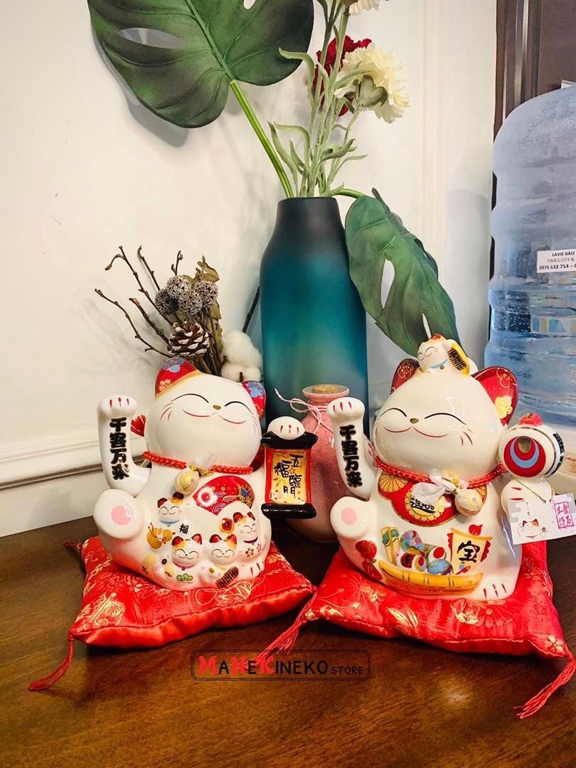 Mèo vẫy tay cầm trống 19cm