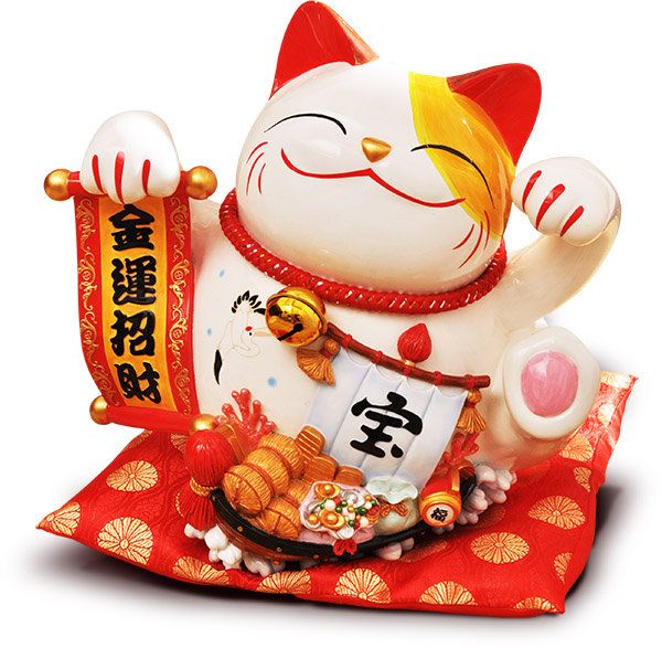 Mèo thần tài thuyền tài lộc 36cm