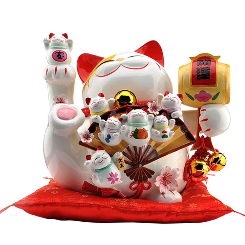 Mèo thần tài cầm trống 36cm