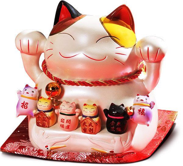Mèo trắng lục phúc 18cm