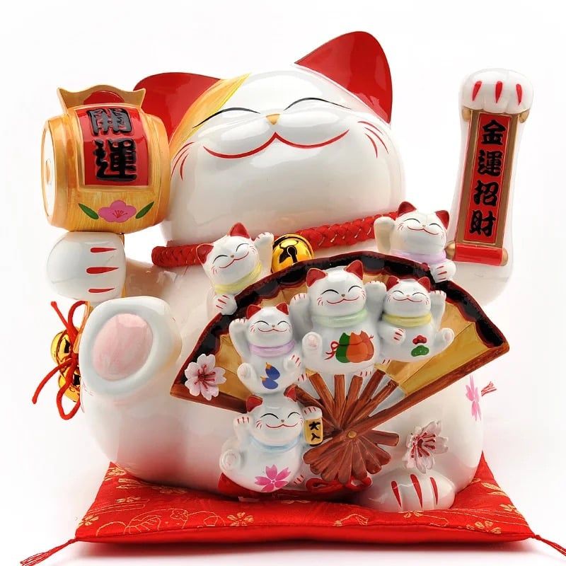 mèo cầm trống vẫy tay 26cm