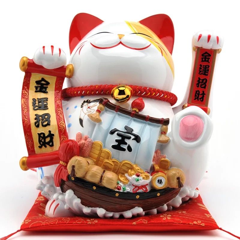 Mèo vẫy tay thuyền châu báu 26cm
