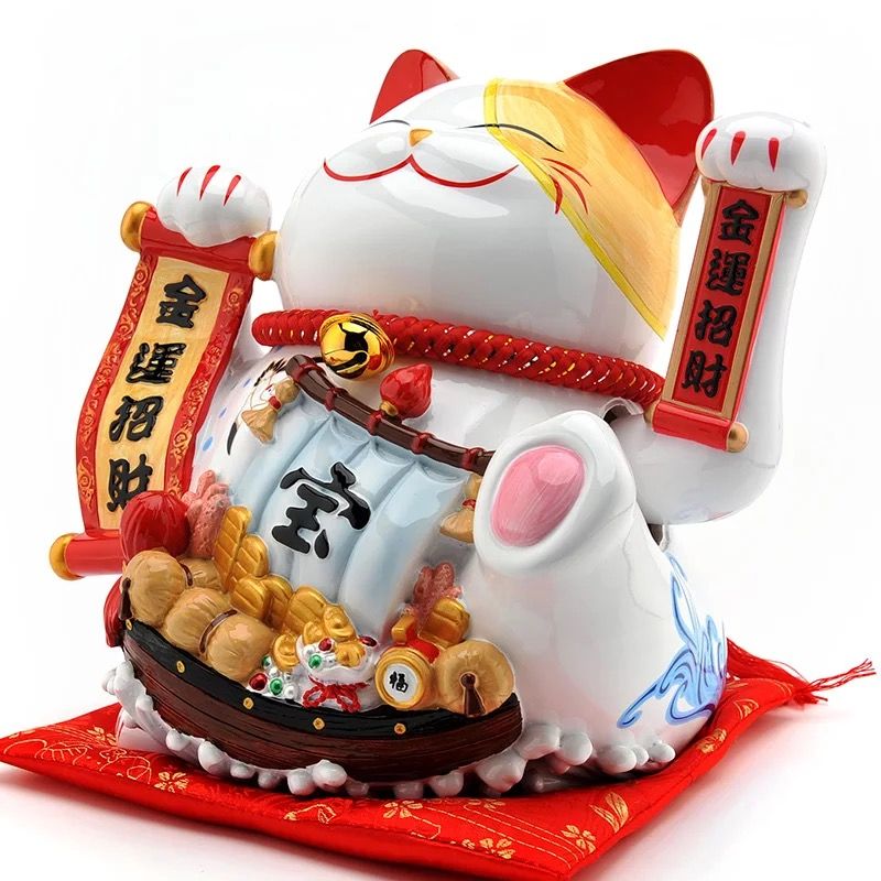 Mèo vẫy tay thuyền châu báu 26cm