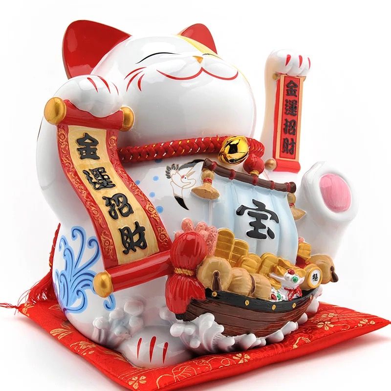 Mèo vẫy tay thuyền châu báu 26cm