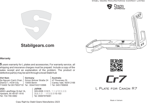 Stabil CR7 :L Plate (Bracket) For Canon R7