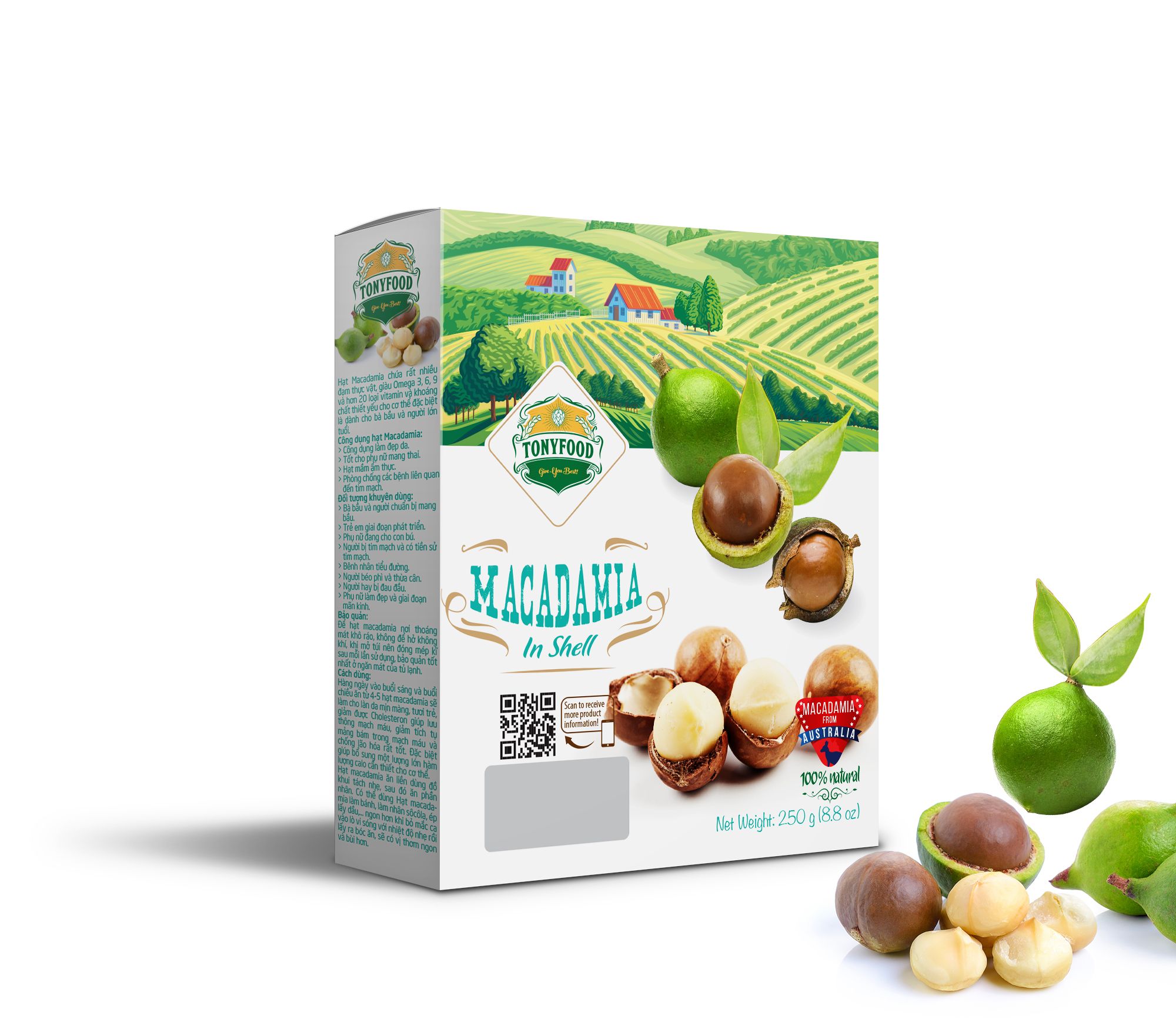 macadamia nguyen vo 250g macadamia in shell 250g