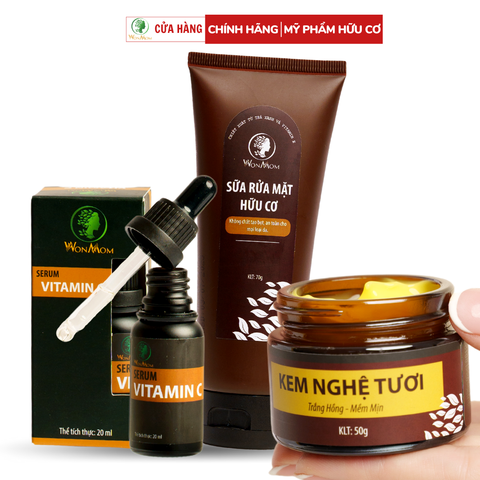  Combo 1 Sữa rửa mặt + 1 Serum Vitamin C + 1 Kem nghệ tươi 