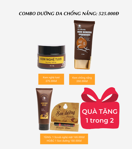  Combo kem nghệ tươi và kem chống nắng tặng Scrub nghệ hoặc Son 