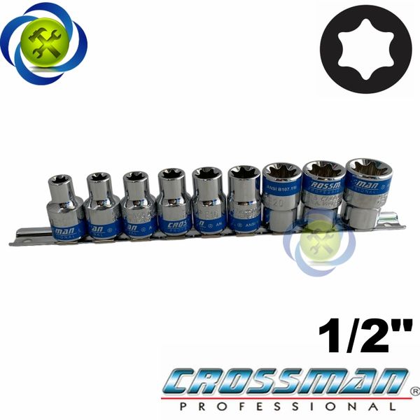 Bộ tuýp sao đầu E 9 chi tiết Crossman 87-059 chuôi 1/2