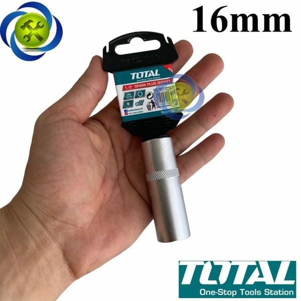 Tuýp mở bugi xe máy 16mm chân cắm 1/2 ron cao su Total THSPS12166