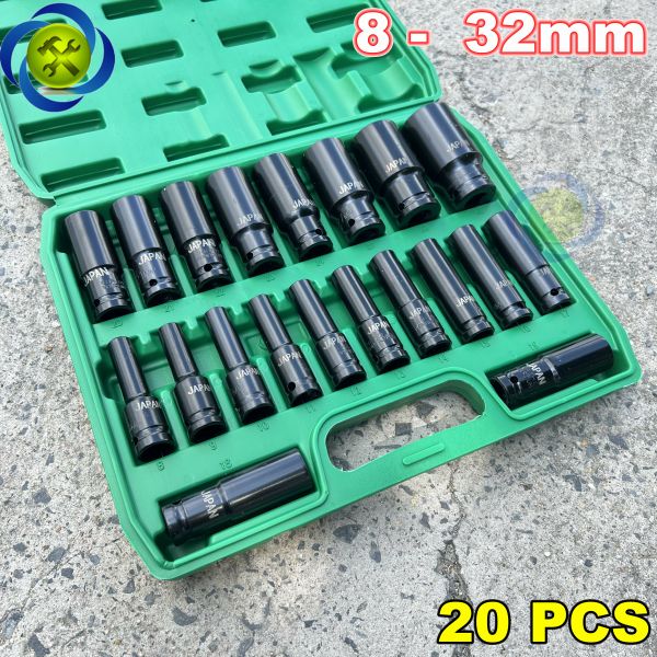 Bộ tuýp 1/2 dài HITMAN VND8217 có 20 chi tiết (8-32mm) thép CR-V