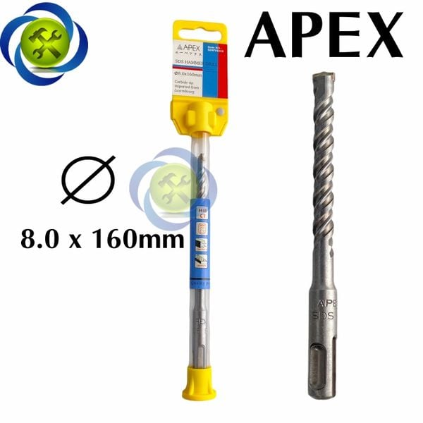 Mũi khoan bê tông 8mm APEX SDWV0208 8 x 160mm loại đầu gài
