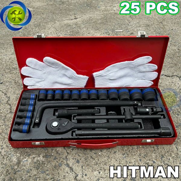 Bộ tuýp 25 chi tiết HITMAN VND3341 (8-32mm) thân xi đen