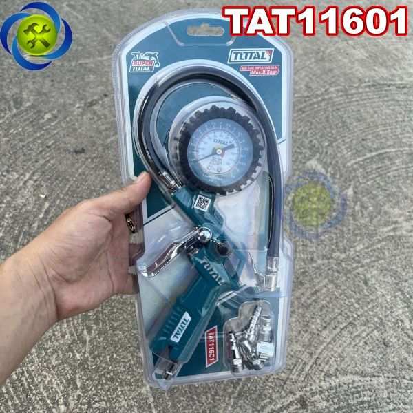 Dụng cụ bơm lốp có đồng hồ đo áp suất Total TAT11601