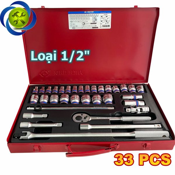Bộ tuýp 1/2 Kingtony 4034MR 33 chi tiết hệ mét loại 12 cạnh