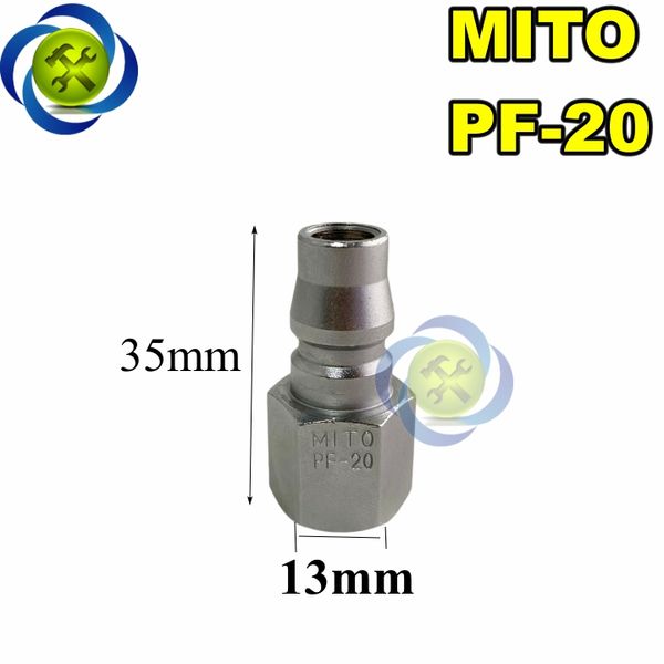 Đầu nối hơi ren trong 13mm Mito PF20 (đầu đực) loại 1/4 PT