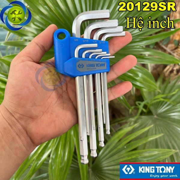 Bộ lục giác hệ inch Kingtony 20129SR 9 cây (1/16 - 3/8) loại ngắn đầu bi