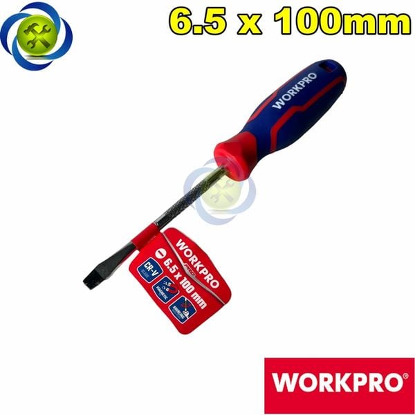 Tua vít dẹp 6.5x100mm tay cầm bọc cao su Workpro WP221019