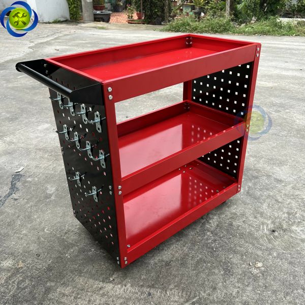Xe đẩy đồ nghề 3 ngăn + 2 tấm hông treo đồ VND8006 (kèm 10 móc treo)