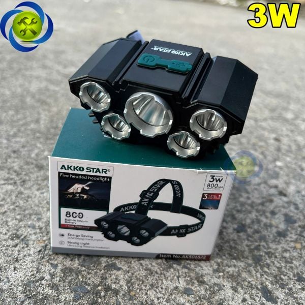 Đèn pin đội đầu 5 bóng led 3W AKKO STAR 506572